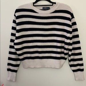 Zara light pink and black striped sweater